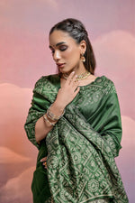 Thumbnail for Jyoti Fashion Women's Bottle Green Handloom Raw Silk Weaving Designer Saree with Blouse