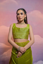 Thumbnail for Jyoti Fashion Women's Mehendi Handloom Raw Silk Weaving Designer Saree with Blouse