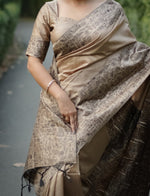 Thumbnail for Jyoti Fashion Women's Beige Handloom Raw Silk Weaving Designer Saree with Blouse