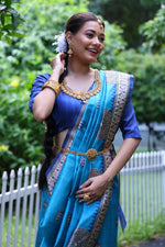 Thumbnail for Jyoti Fashion Women's Firozi Soft Tussar Silk Printed Designer Saree with Blouse