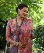 Thumbnail for Jyoti Fashion Women's Black Soft Tussar Silk Kalamkari Printed Designer Saree with Blouse