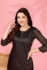 Thumbnail for Jyoti Fashion Women's Black Kanchi Cotton Lining Zari Woven Designer Kurti Only