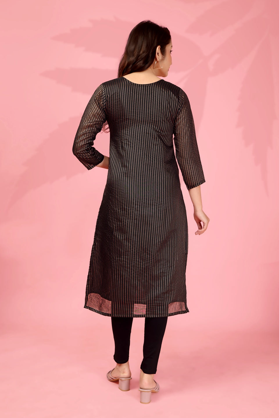 Jyoti Fashion Women's Black Kanchi Cotton Lining Zari Woven Designer Kurti Only