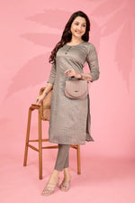 Thumbnail for Jyoti Fashion Women's Grey Kanchi Cotton Lining Zari Woven Designer Kurti Only