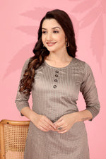 Thumbnail for Jyoti Fashion Women's Grey Kanchi Cotton Lining Zari Woven Designer Kurti Only
