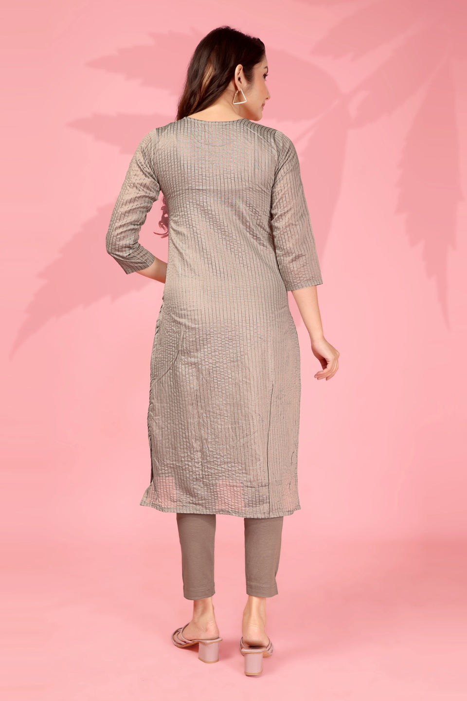 Jyoti Fashion Women's Grey Kanchi Cotton Lining Zari Woven Designer Kurti Only