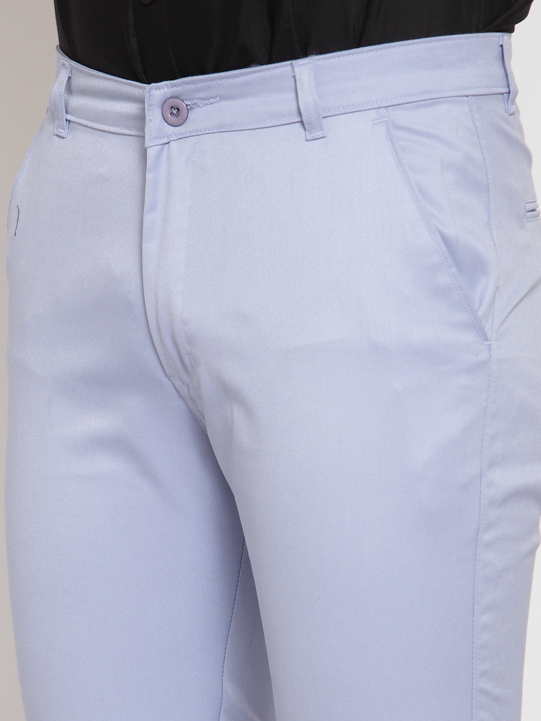 Jainish Men's Blue Tapered Fit Formal Trousers - Distacart