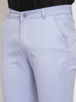 Thumbnail for Jainish Men's Blue Tapered Fit Formal Trousers - Distacart