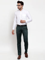 Thumbnail for Jainish Men's Olive Tapered Fit Formal Trousers - Distacart