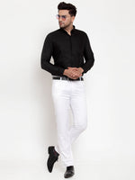 Thumbnail for Jainish Men's White Tapered Fit Formal Trousers - Distacart