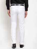 Thumbnail for Jainish Men's White Tapered Fit Formal Trousers - Distacart