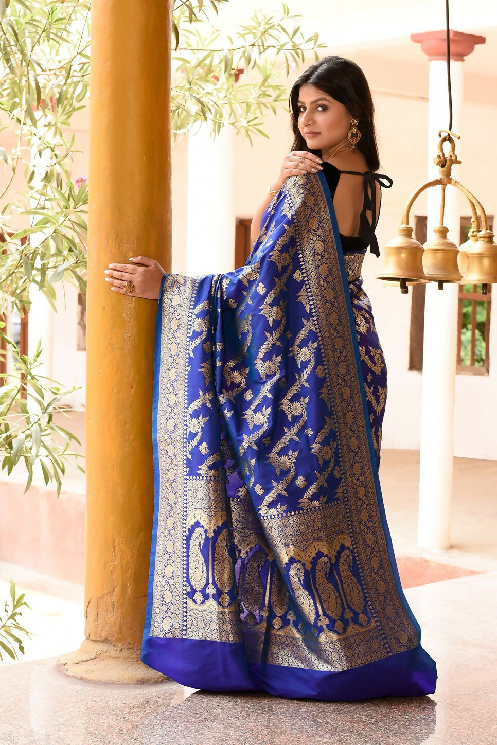 Joban Fashion Ink Blue Banarasi Soft Pure Handloom Banarasi Silk Saree