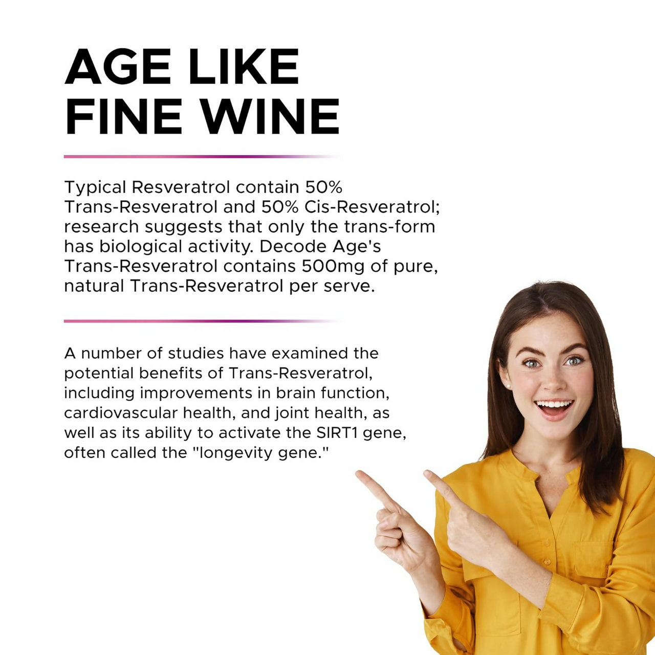 Decode Age 99.5% Pure Trans Resveratrol 250mg Supplement Capsules