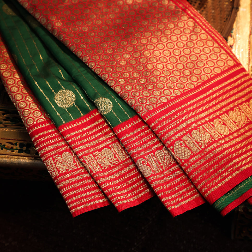 NOZ2TOZ Women Green Katan Silk Saree - Distacart