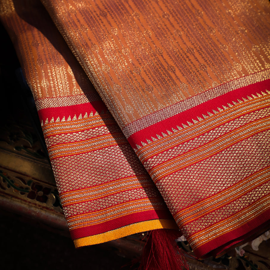 NOZ2TOZ Women Orange Paithani Silk Saree - Distacart