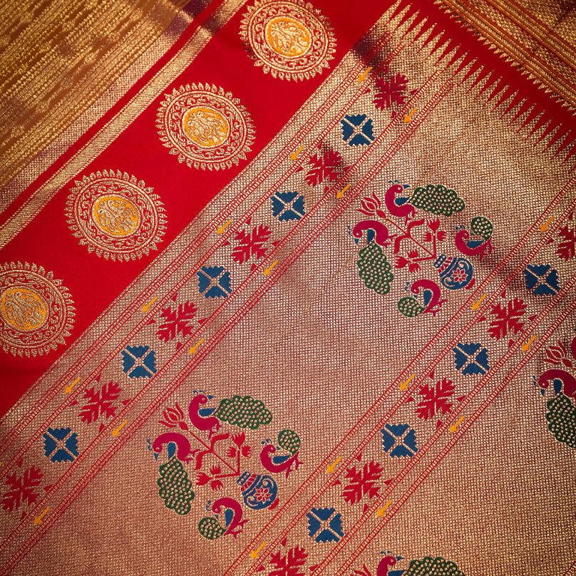 NOZ2TOZ Women Orange Paithani Silk Saree - Distacart