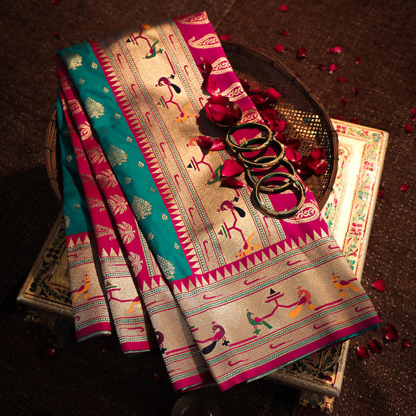 NOZ2TOZ Women Blue Paithani Silk Saree - Distacart