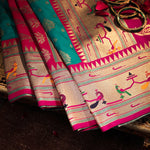 Thumbnail for NOZ2TOZ Women Blue Paithani Silk Saree - Distacart