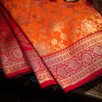 Thumbnail for NOZ2TOZ Women Orange Jaal Katan Silk Saree - Distacart
