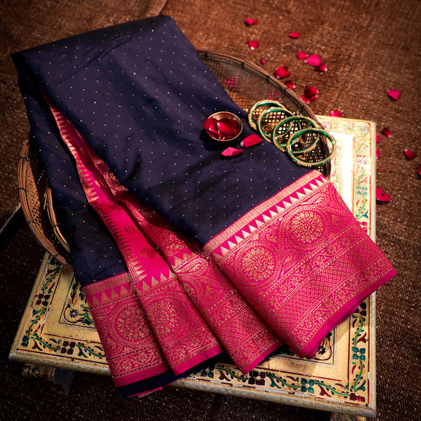 NOZ2TOZ Women Blue Soft Silk Saree - Distacart