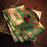 Thumbnail for NOZ2TOZ Women White And Green Dharmawaram Saree - Distacart