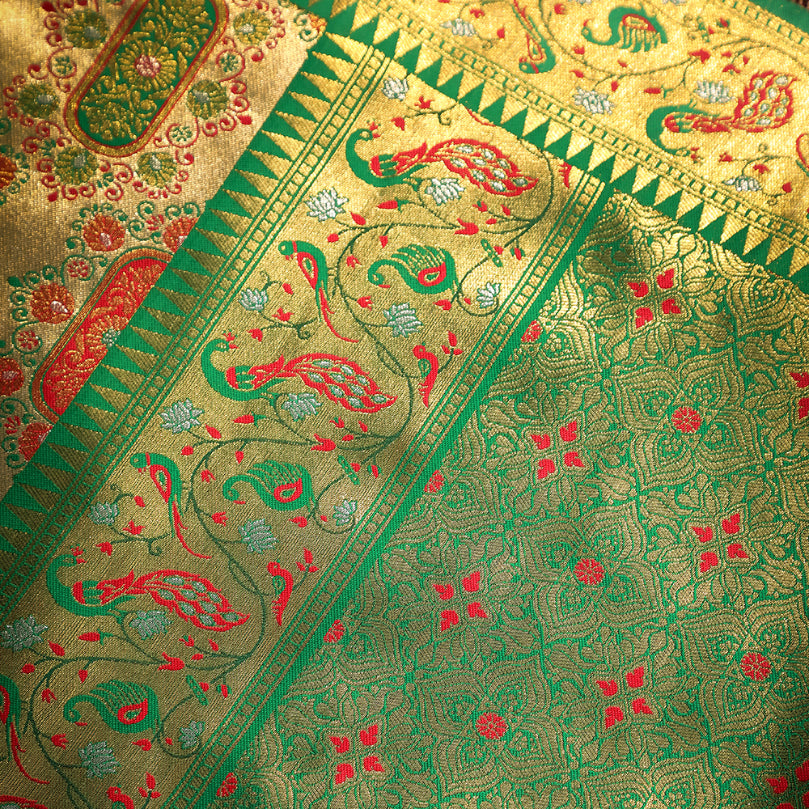 NOZ2TOZ Women White And Green Dharmawaram Saree - Distacart