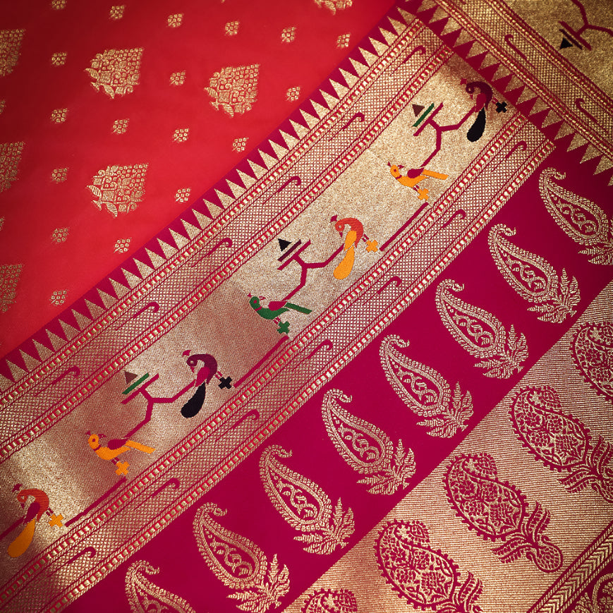 NOZ2TOZ Women Pink Paithani Silk Saree - Distacart