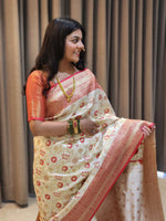 Thumbnail for NOZ2TOZ Women Red Jaal Katan Silk Saree - Distacart