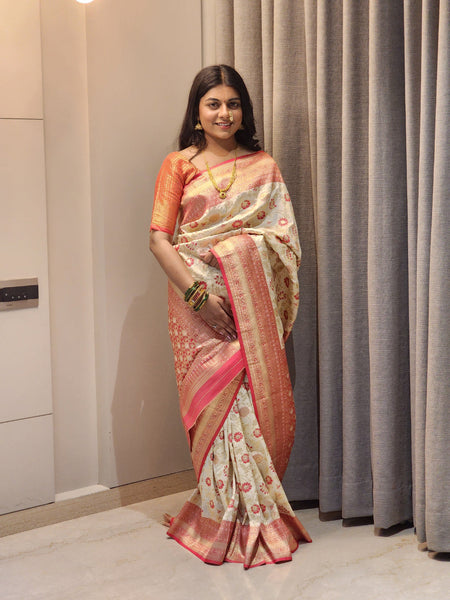 NOZ2TOZ Women Red Jaal Katan Silk Saree - Distacart