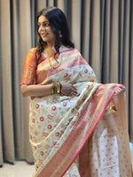 Thumbnail for NOZ2TOZ Women Red Jaal Katan Silk Saree - Distacart