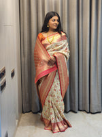 Thumbnail for NOZ2TOZ Women Red Jaal Katan Silk Saree - Distacart