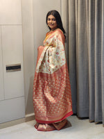 Thumbnail for NOZ2TOZ Women Red Jaal Katan Silk Saree - Distacart