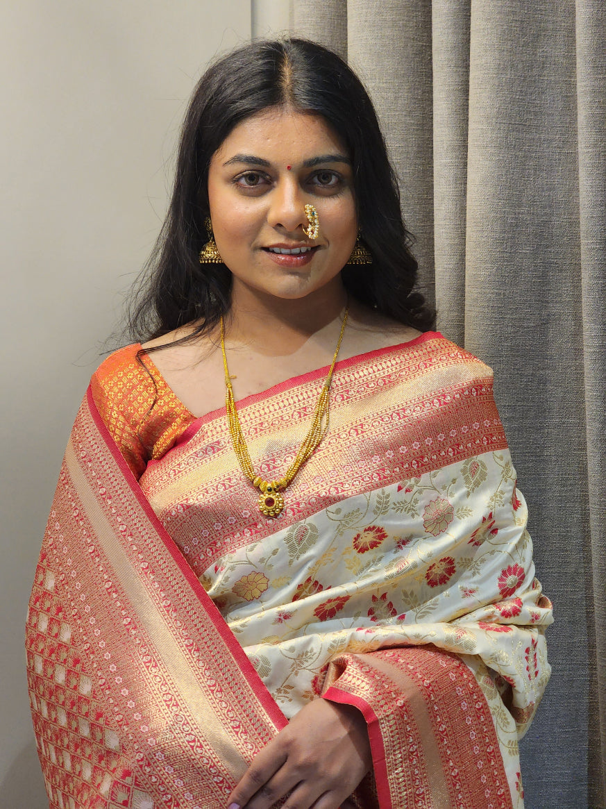 NOZ2TOZ Women Red Jaal Katan Silk Saree - Distacart