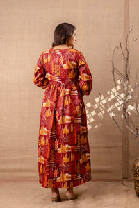 Thumbnail for Women Maroon Printed Flared Maternity Dress - Rasiya