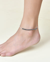 Thumbnail for Jewels Nest Elegant Silver-Plated Black Bead Anklet – Traditional & Trendy