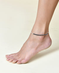 Thumbnail for Jewels Nest Elegant Silver-Plated Black Bead Anklet – Traditional & Trendy