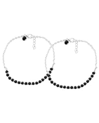 Thumbnail for Jewels Nest Elegant Silver-Plated Black Bead Anklet – Traditional & Trendy