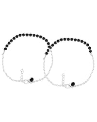 Thumbnail for Jewels Nest Elegant Silver-Plated Black Bead Anklet – Traditional & Trendy