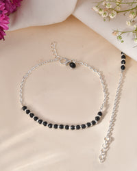 Thumbnail for Jewels Nest Elegant Silver-Plated Black Bead Anklet – Traditional & Trendy