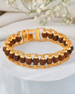 Thumbnail for Jewels Nest Elegant Gold-Polished Rudraksha Bracelet - Distacart