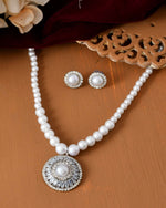 Thumbnail for Jewels Nest imeless White Pearl Necklace with Matching Studs