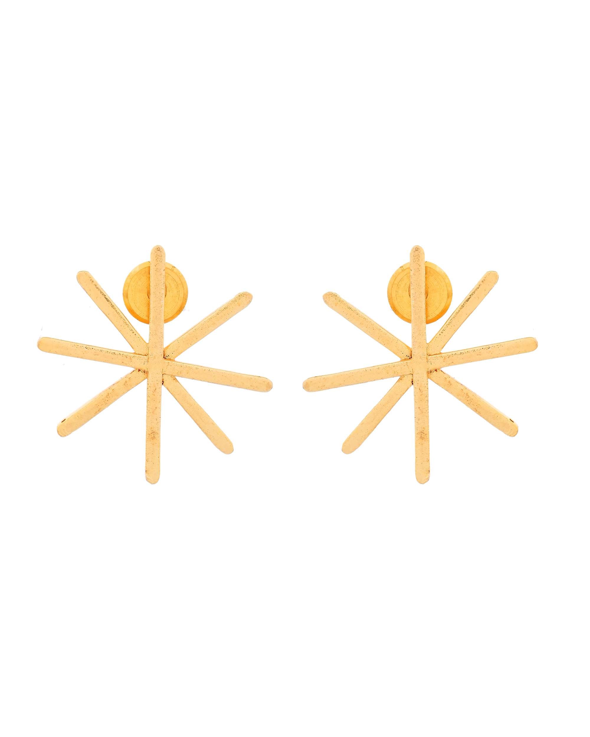 Jewels Nest Gold-Plated Statement Starburst Stud Earrings | Anti-Tarnish Bold Geometric Earwear for Women