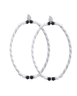 Thumbnail for Jewels Nest Set of 2 Silver-Plated Black & White Beaded Anklets with Leaf Charm