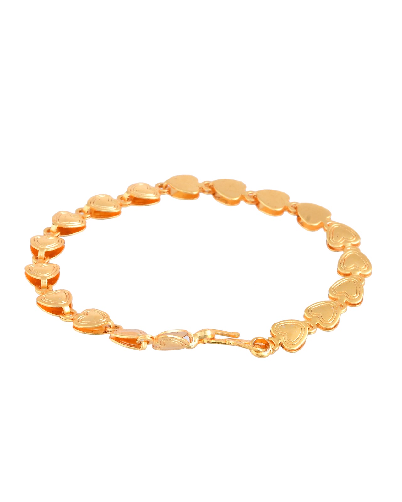 Jewels Nest Elegant Fancy Gold Bracelet with Heart-Shaped Links