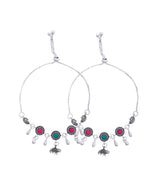 Thumbnail for Jewels Nest Set of 2 Silver-Plated Artificial Stone Beaded Anklets with Multi-Colored Accents