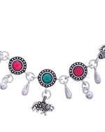 Thumbnail for Jewels Nest Set of 2 Silver-Plated Artificial Stone Beaded Anklets with Multi-Colored Accents