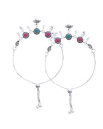 Thumbnail for Jewels Nest Set of 2 Silver-Plated Artificial Stone Beaded Anklets with Multi-Colored Accents