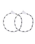 Thumbnail for Jewels Nest Stainless Steel Silver-Tone Anklets with Leaf and Pearl Detailing