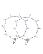 Thumbnail for Jewels Nest Oxidized Silver-Toned Tribal Barrel Charm Anklet – Set of 2