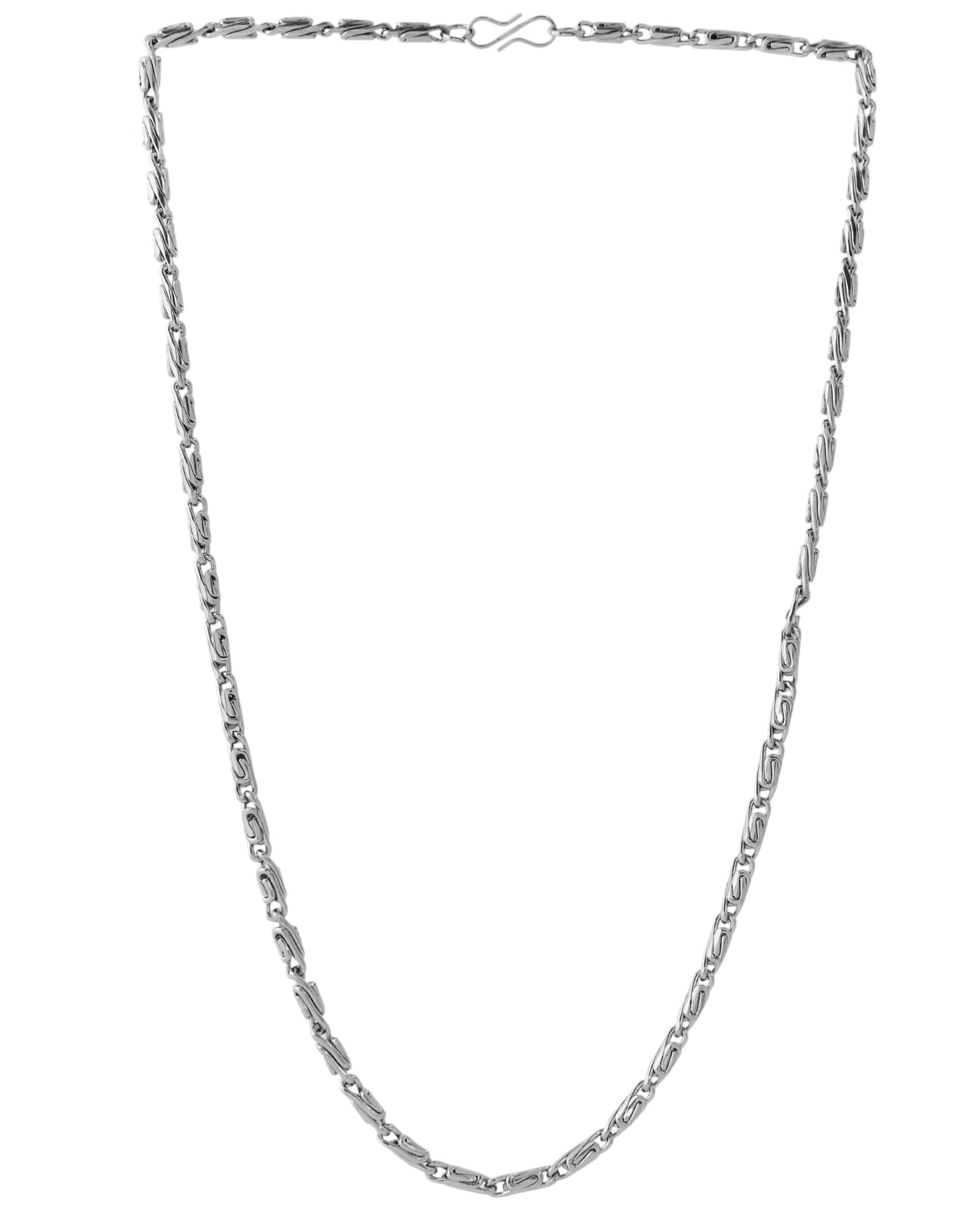 Jewels Nest Men's Silver-Tone Stainless Steel Self-Design Link Chain - Distacart